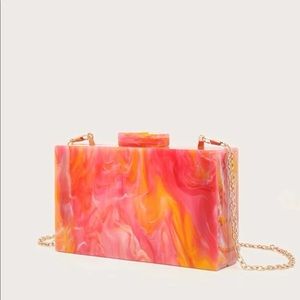 Groovy Multi Pink, Orange and Yellow Marble Clutch Purse New